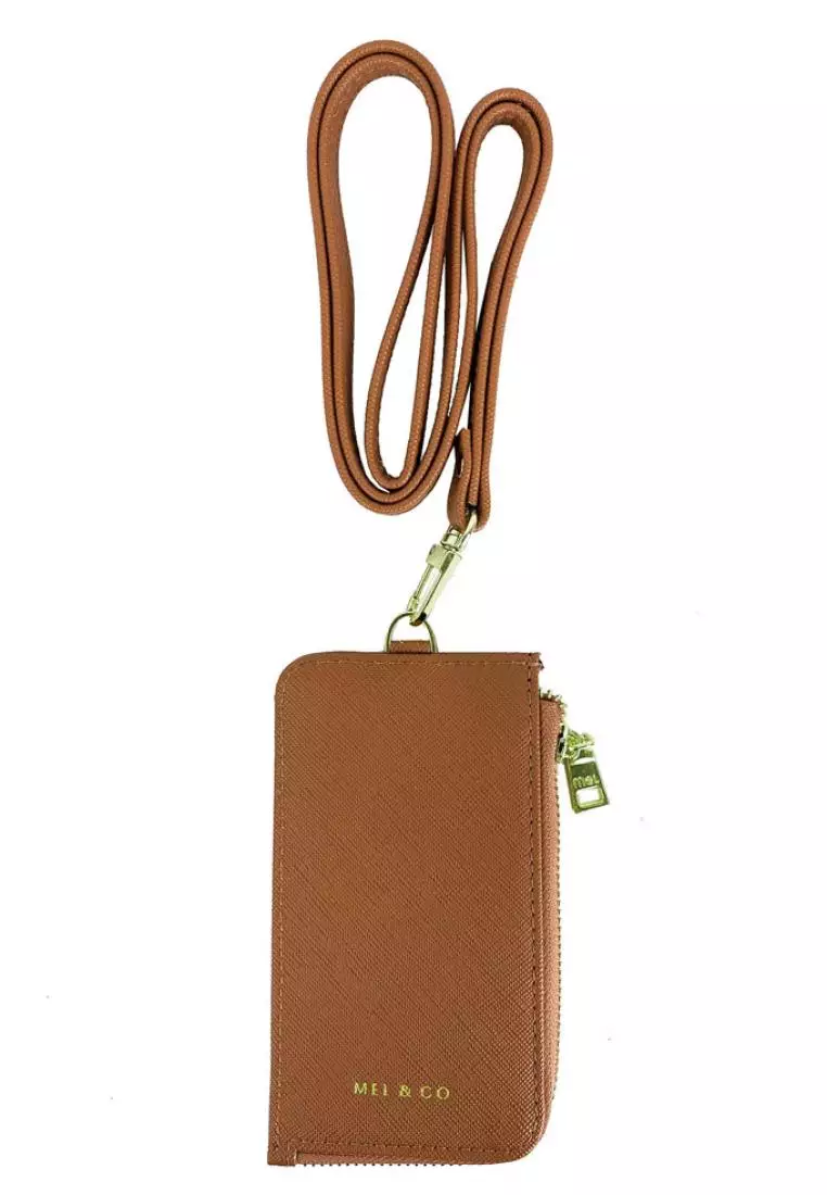 Mel&Co Saffiano-Effect Zip-Up Lanyard Card Holder 2023, Buy Mel&Co Online