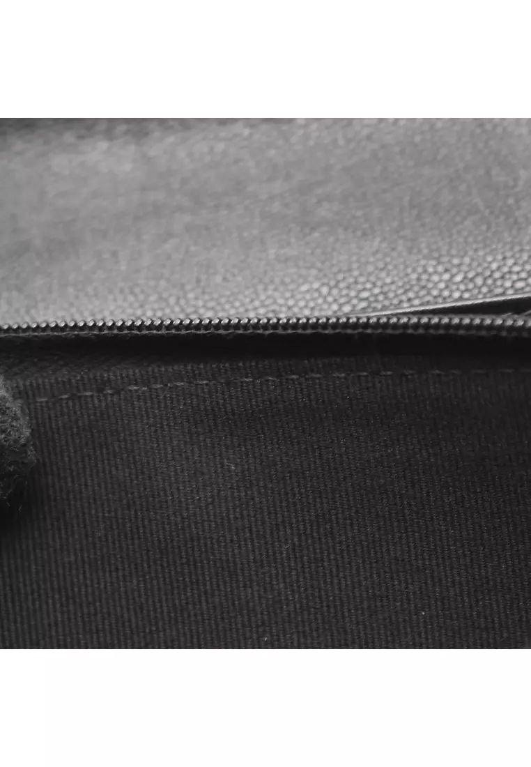 Pre-Loved Chanel matelasse Bi-fold Long Wallet Caviar skin black gold hardware