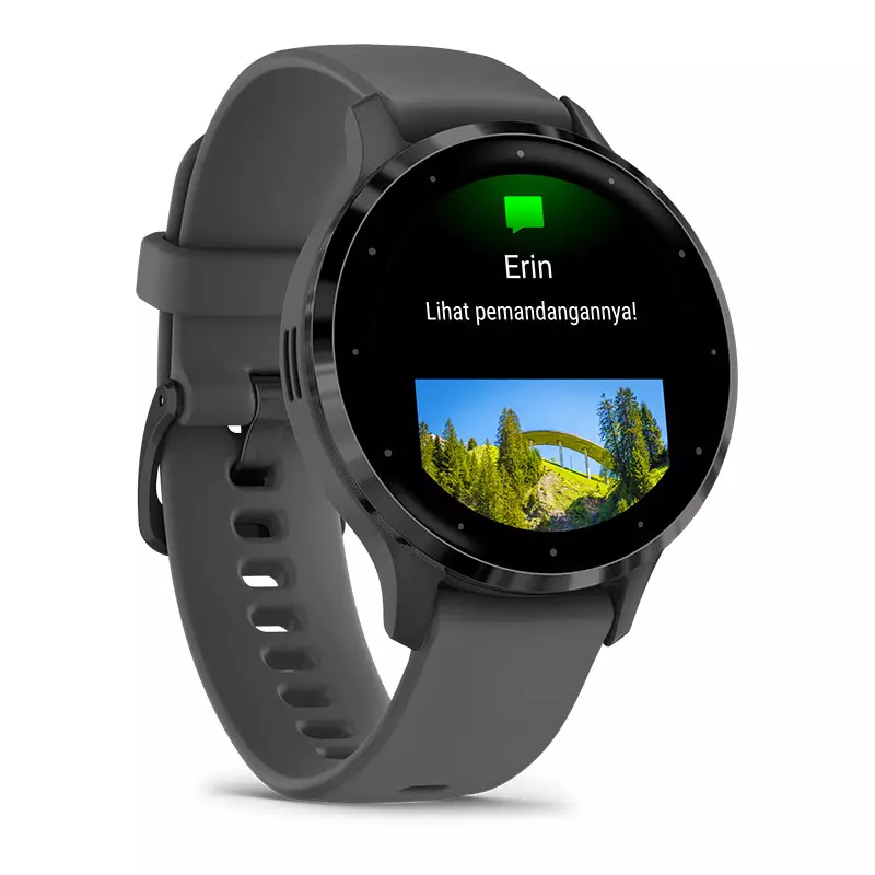 Jam Tangan Unisex Garmin Venu 3S 010-02785-50 Smartwatch Digital Dial Pebble Gray Silicone Band