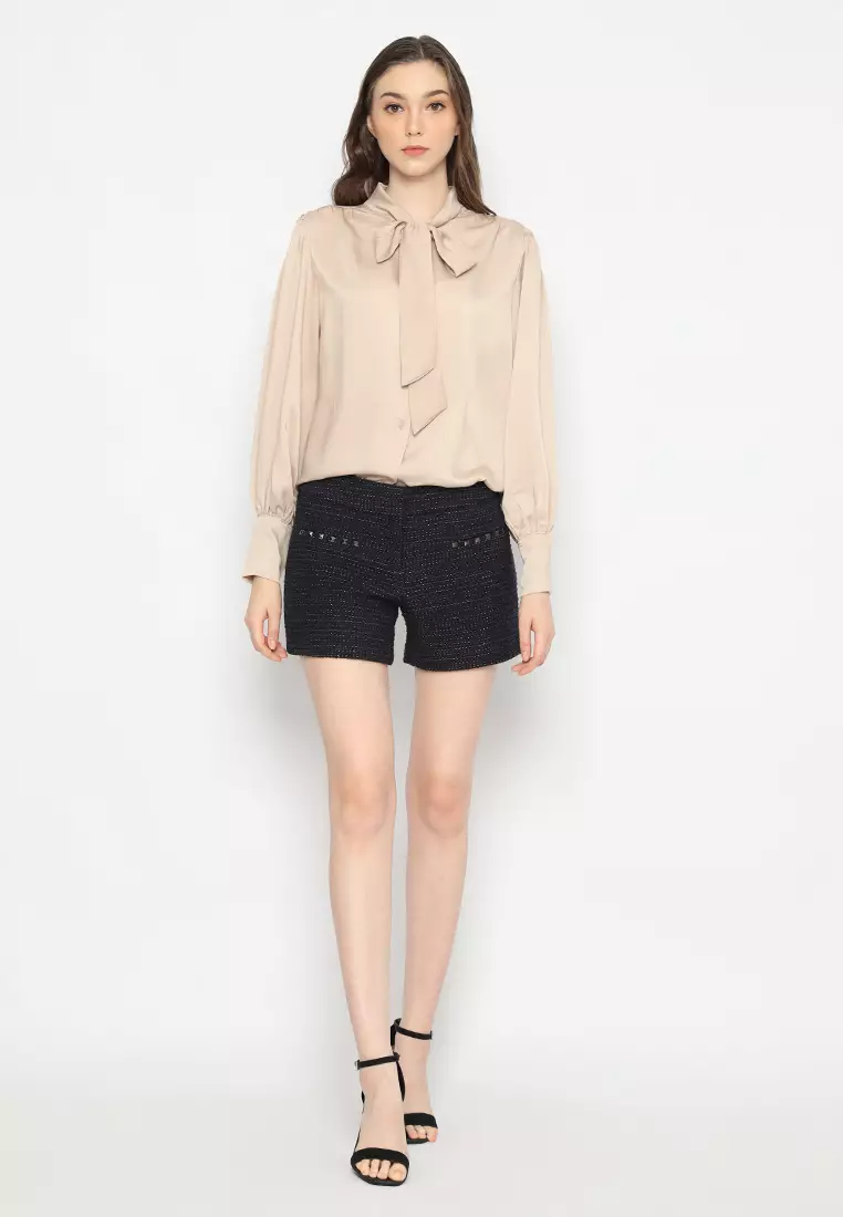 Mannequin Ribbon Silk Sateen Shirt