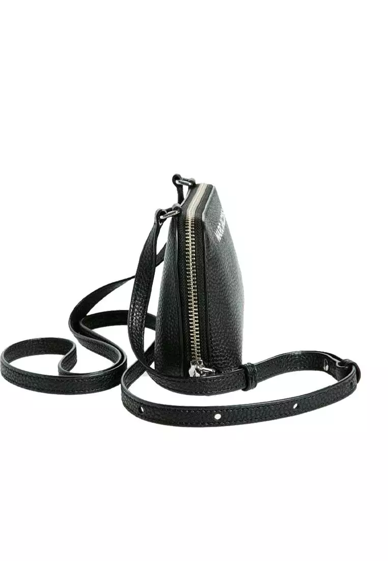 Bold Grind Leather Small Crossbody Pouch Black 4F4SMN001S01
