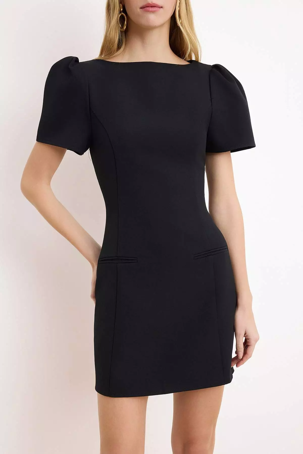 Black Fileto Pocket Detail Short / Mini Woven Dress Twoaw26El373