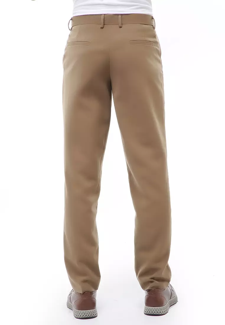 Locko Celana Panjang Formal Pria Slim Fit Material Cotton ORIGINAL - Mocca
