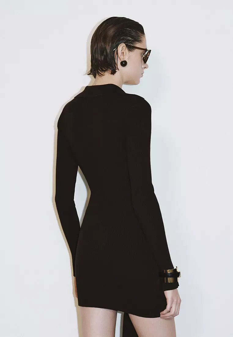 UR春季新款女装复古魅力氛围感绑带针织连衣裙UWG950065
