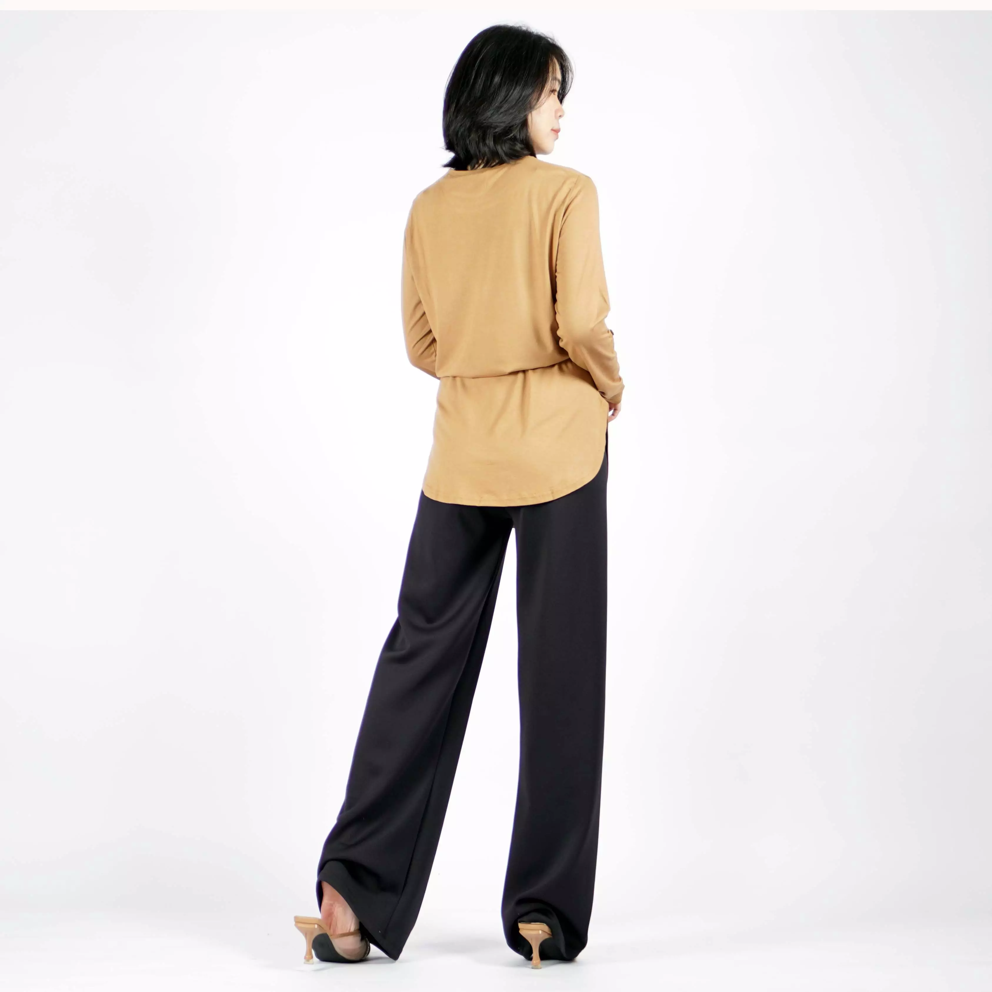 JASMINE TOP Tunik Polos Kaos Lengan Panjang Wanita Oversize TShirt - Coklat Pemda