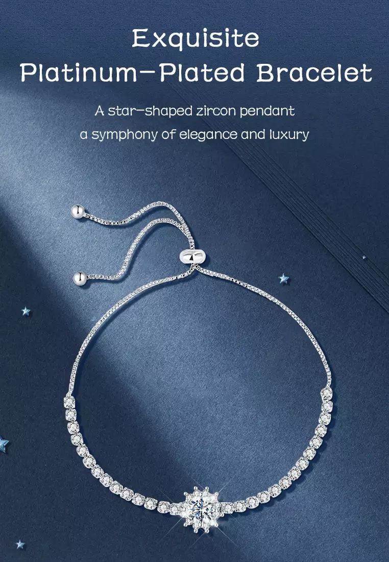 Gelang Wanita B001 Jewelry Dilapisi Platinum Fashion Elegant Bracelets Adjustable Cewek