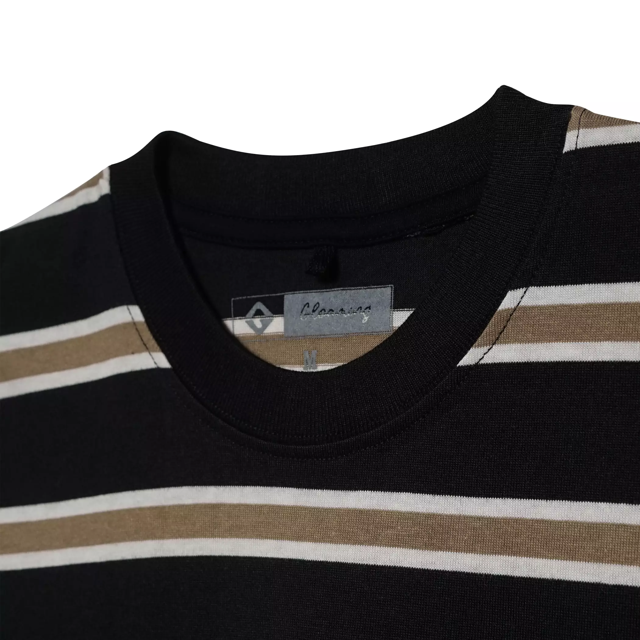 Gloaming Kaos Salur Lengan Pendek T-shirt Stripe Colour Black Cream 24S