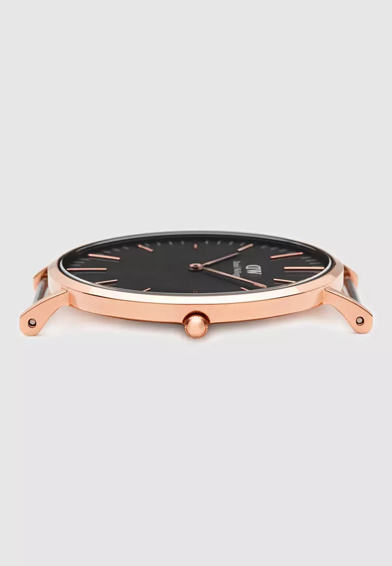 Classic Cornwall 40mm Watch - Black dial 尼龍  Nato starp - Rose gold - 男士手錶 男錶 - DW Watch 丹尼爾惠靈頓 for men - Authentic