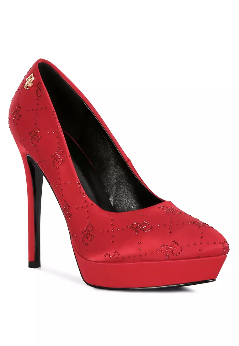 Red deals stiletto pumps