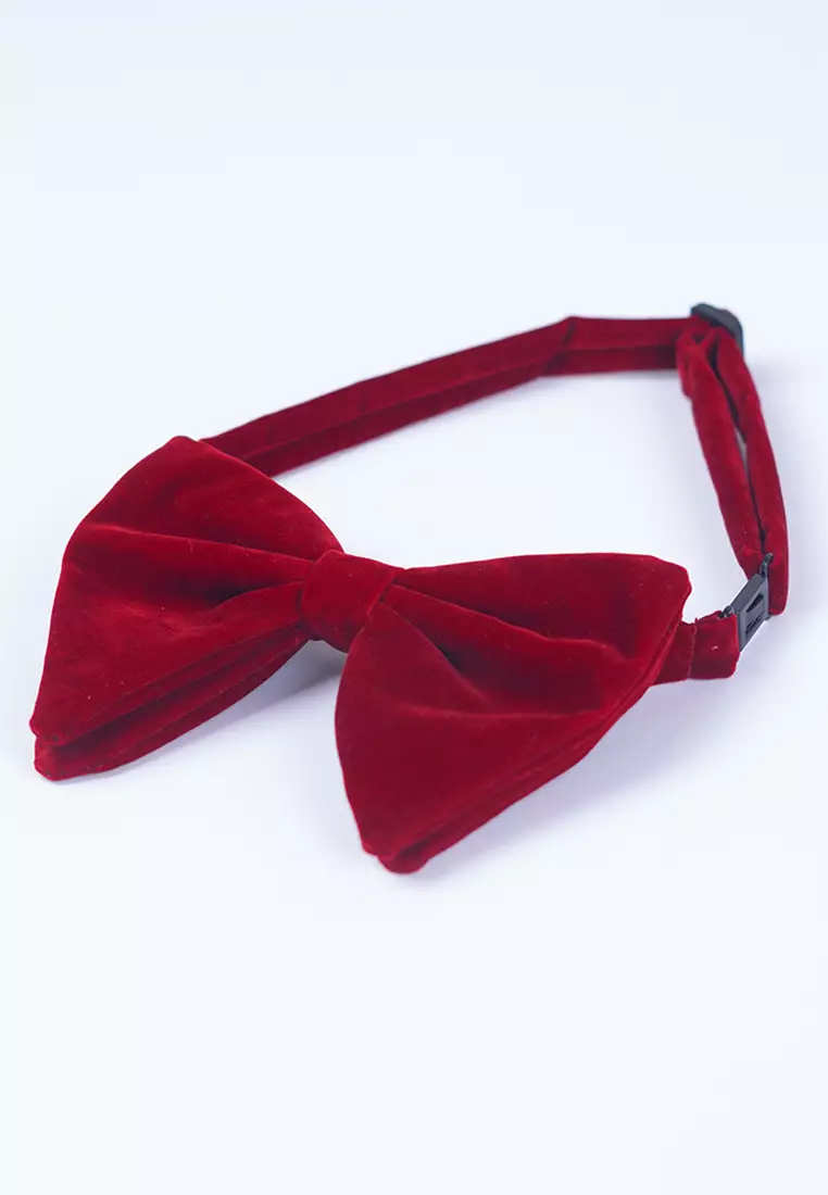 Dasi kupu kupu Oversize bowtie wedding bahan suede / beludru marun