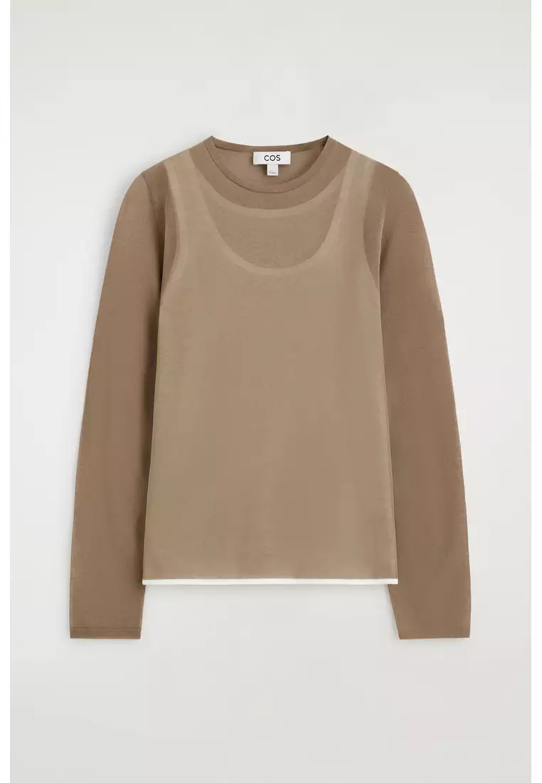 LAYERED KNITTED LONG-SLEEVED TOP