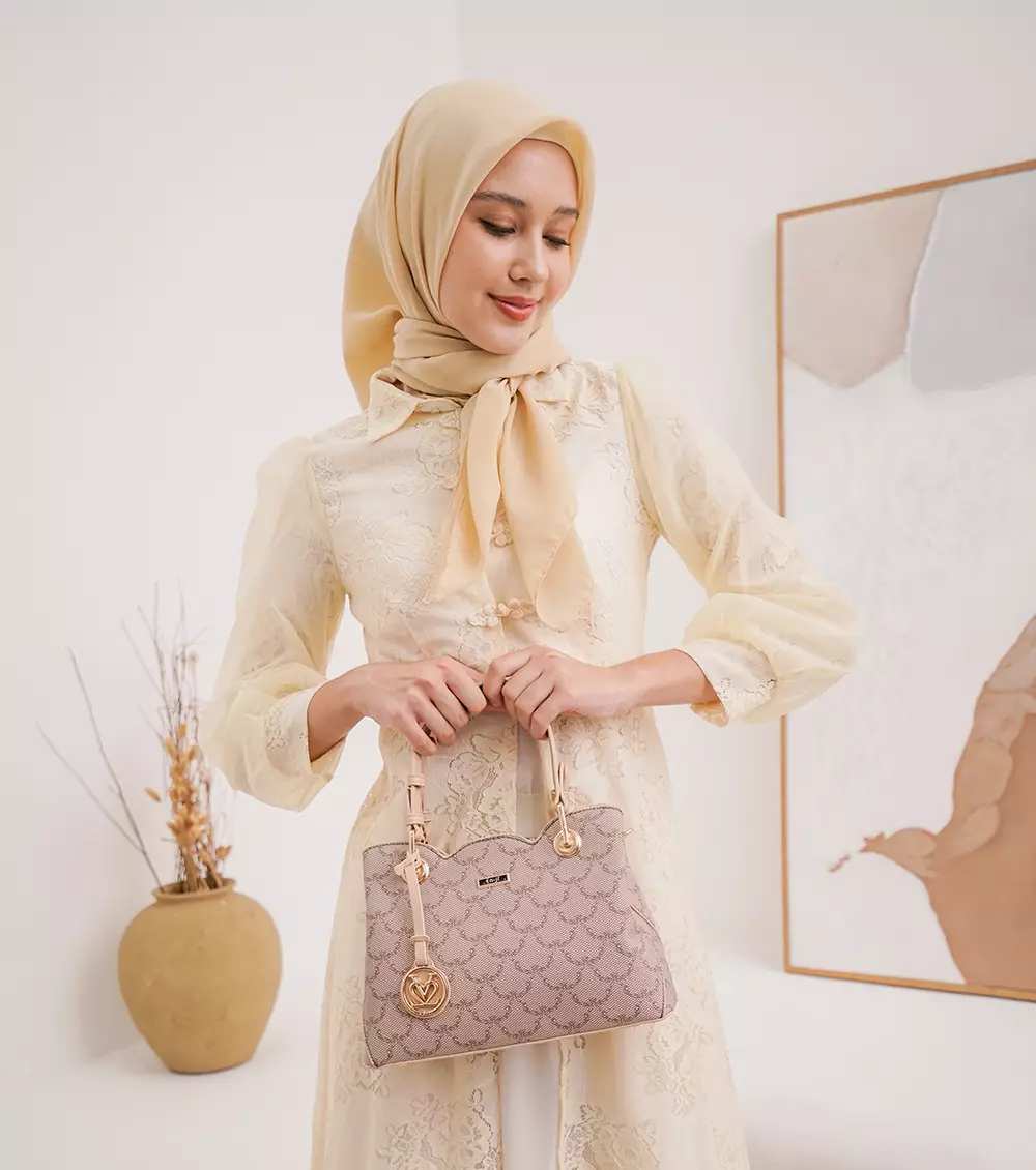 En-ji Gida Handbag Wanita Warna Khaki