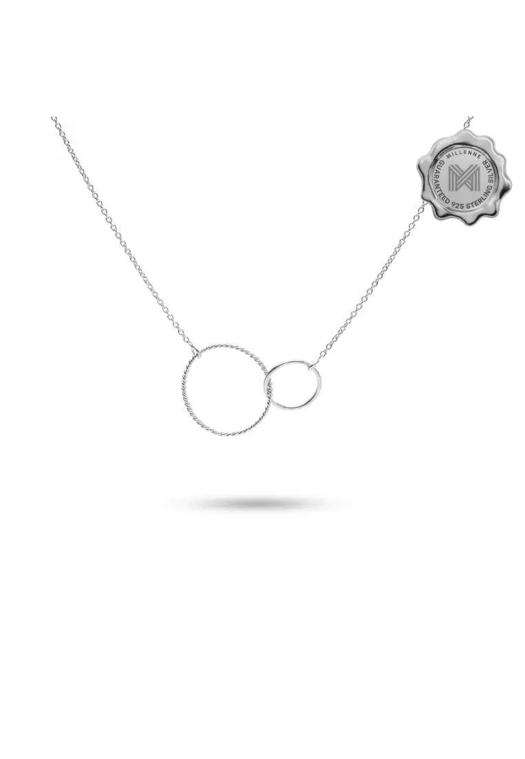 Minimal Double Karma Silver Necklace with 925 Sterling Silver