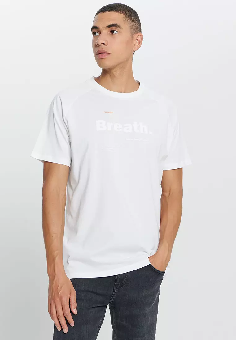 Textured Printed Crew Neck T-Shirt