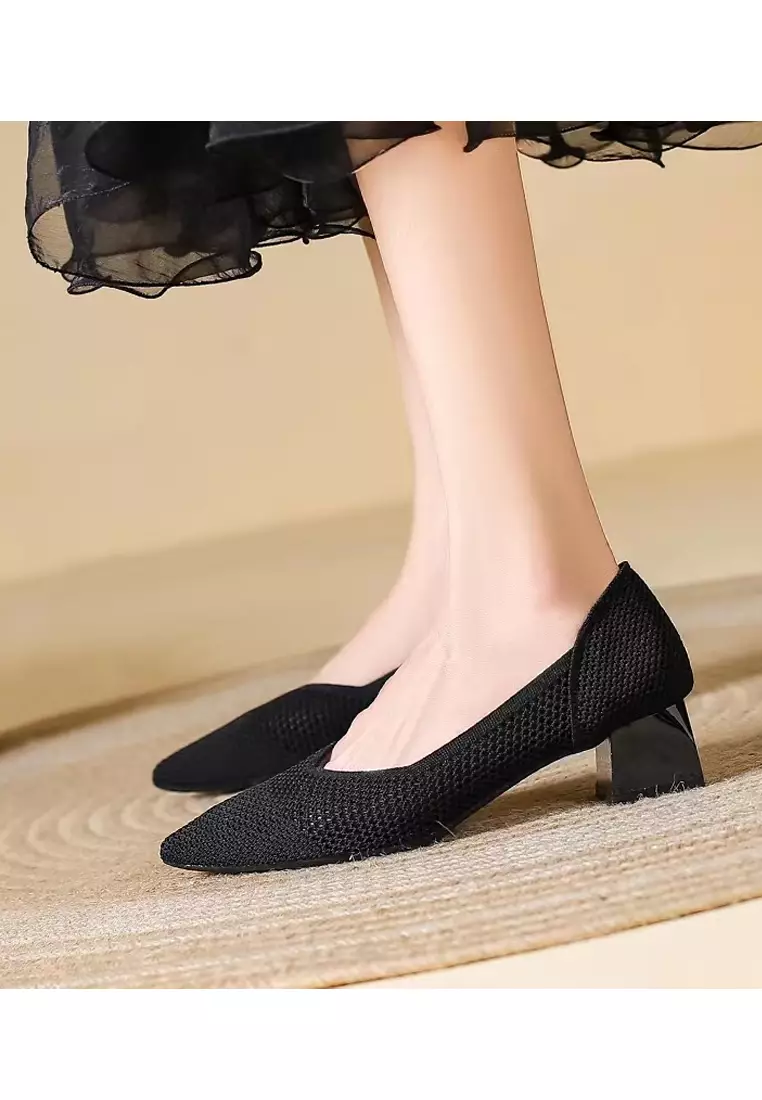 4CM Pointy Hollowed Flyknit Pumps XSN6818