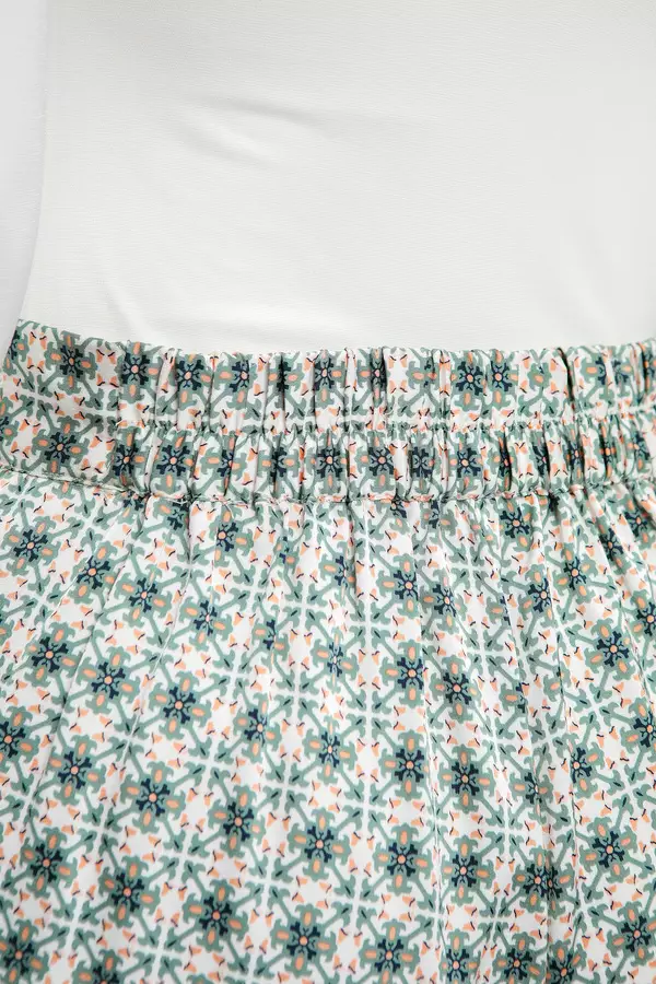 MINIMAL - Pervin - Kulot Lebar Motif Geometris - Green Colour Green_Light