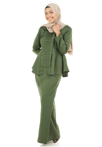 Buy Marzia Kebaya Peplum with Pleats from Ashura in Green only 129.9
