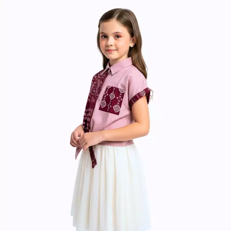 Blouse Batik Anak Perempuan - Bhatara Batik Esther - Atasan Batik Modern Lengan Pendek