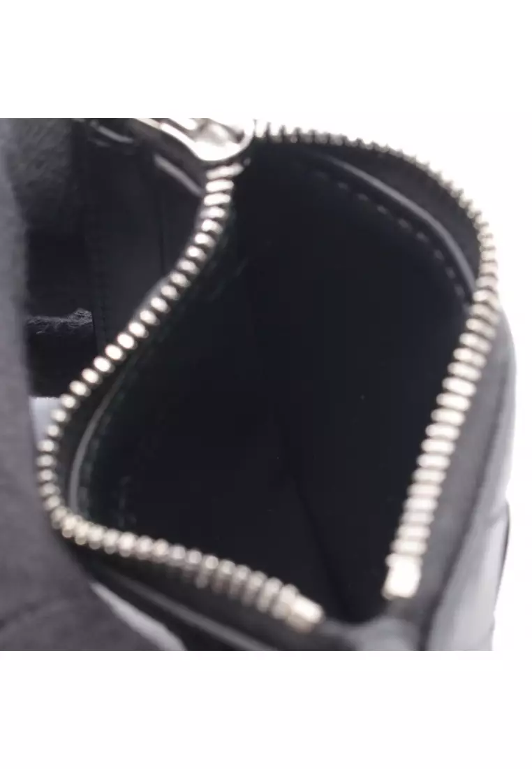 Pre-Loved BOTTEGA VENETA Intrecciato coin purse leather black