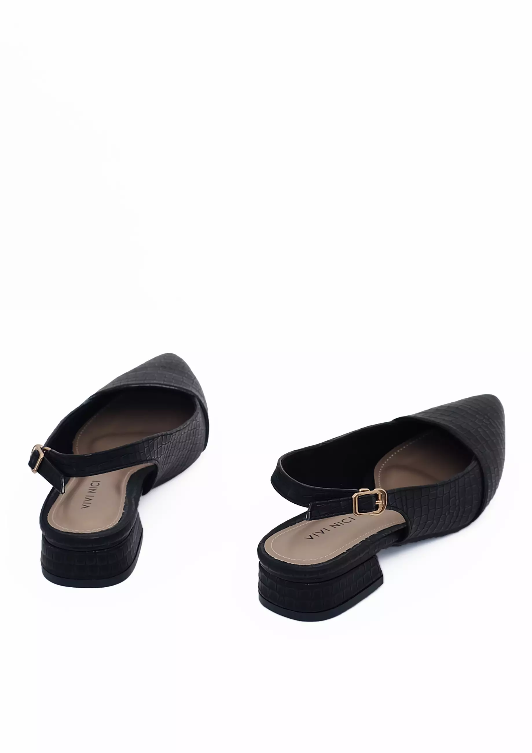 VIVI NICI - Delphine Sepatu Sandal Mules Wanita Hak 3 Cm Black Solid