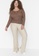 Trendyol beige Plus Size Slit Detailed Knitted Pants 3C89AAA6151C09GS_4