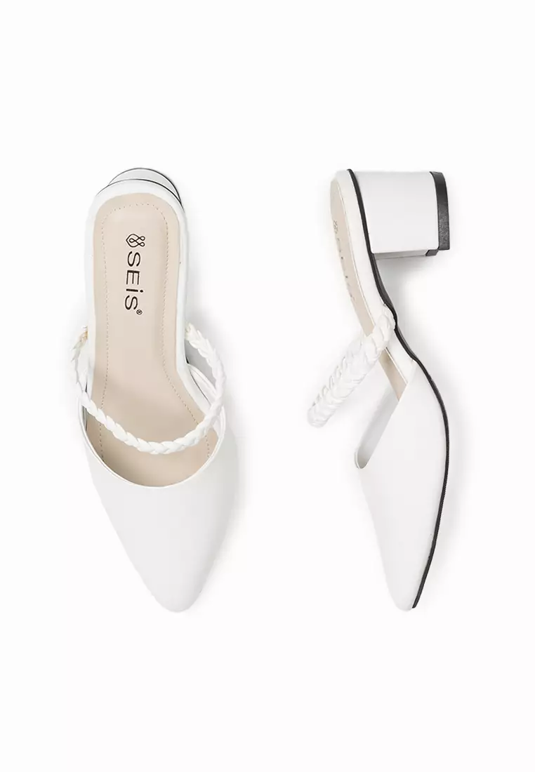 Seis Vania Sandal Mules Heels Wanita - Heels Slip On 5Cm-WHITE
