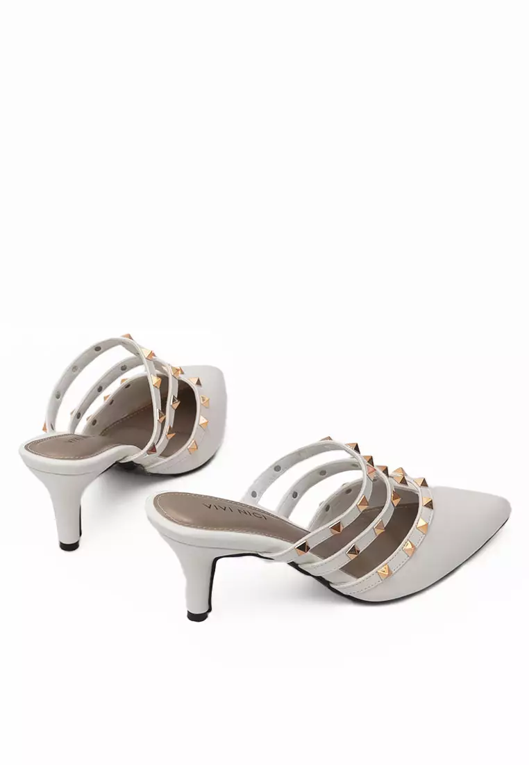 VIVI NICI - Annchi Sandal Mules Hak 7 cm Clean White