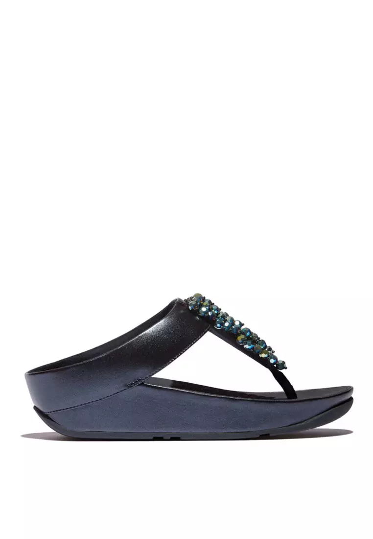Buy FitFlop FitFlop RUMBA Iridescent Beaded Toe-Post Sandals - Metallic ...