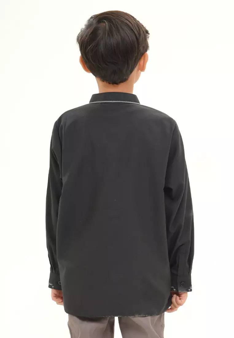 Rabbani - Baju Anak Laki-laki Lengan Panjang Kemkid Bayyan - Black