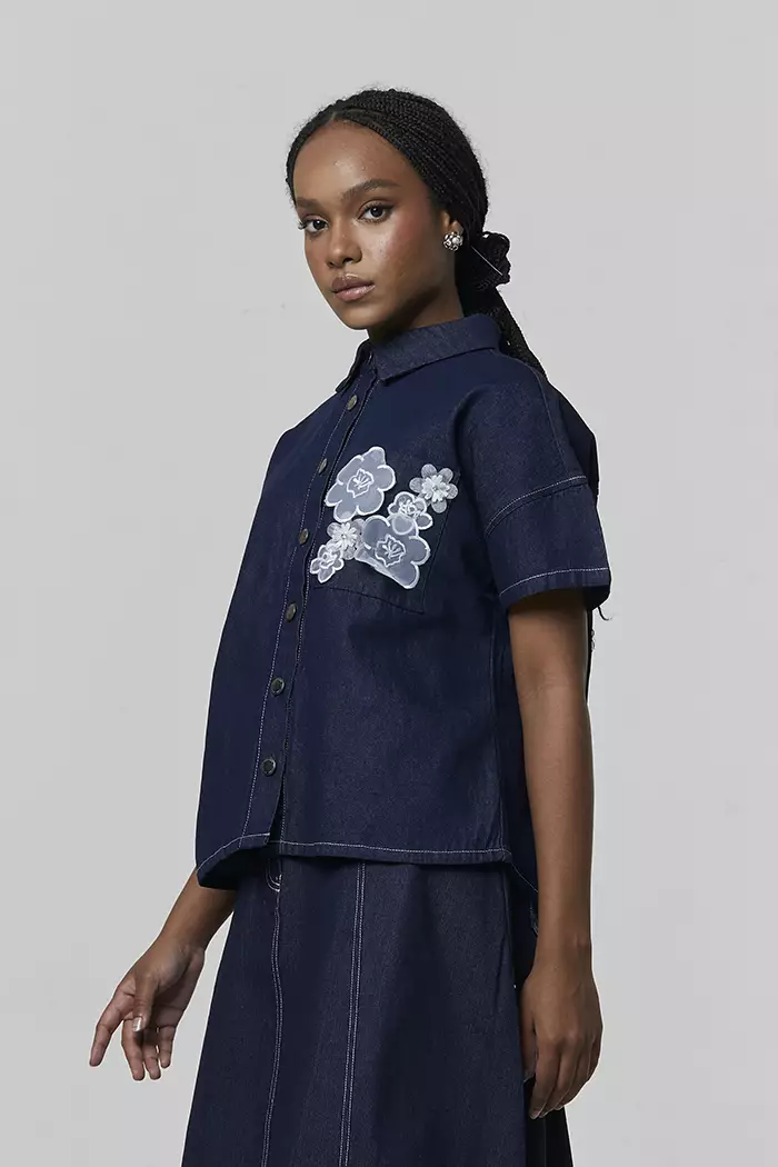 COTTONINK - Atasan Kemeja Wanita Dark Denim Rema #AnniversaryCollection2025