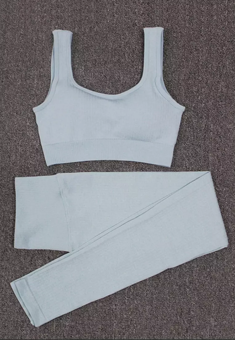 VANSA Pure Color Vest Yoga Set VPW-Y555