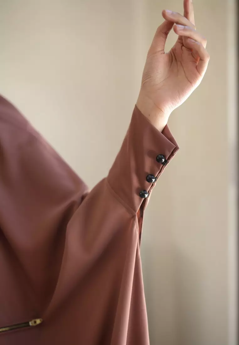 Zelena - Yasmina Abaya Set | Set Dress Khimar Ruffle - Rosebrown