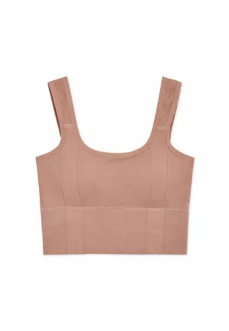 Premium Carissa Cotton-Ribbed Bralette Top in Nude
