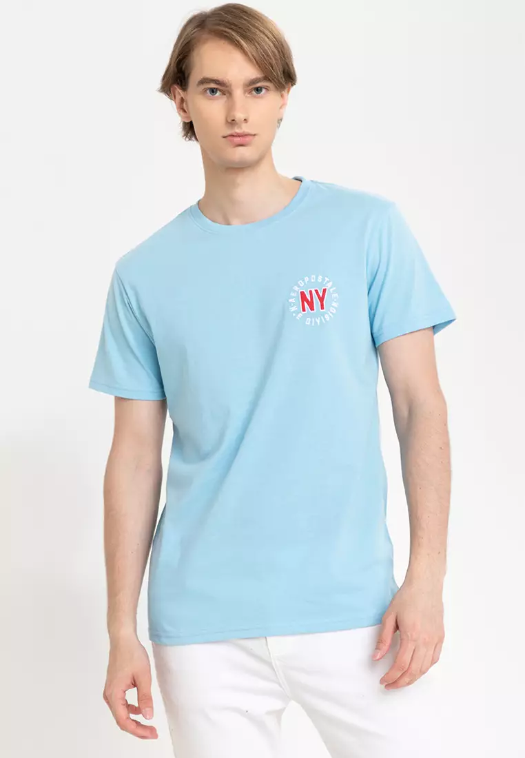 Aeropostale Front-Logo Round-Neck Gradient T-Shirt for Men - Blue