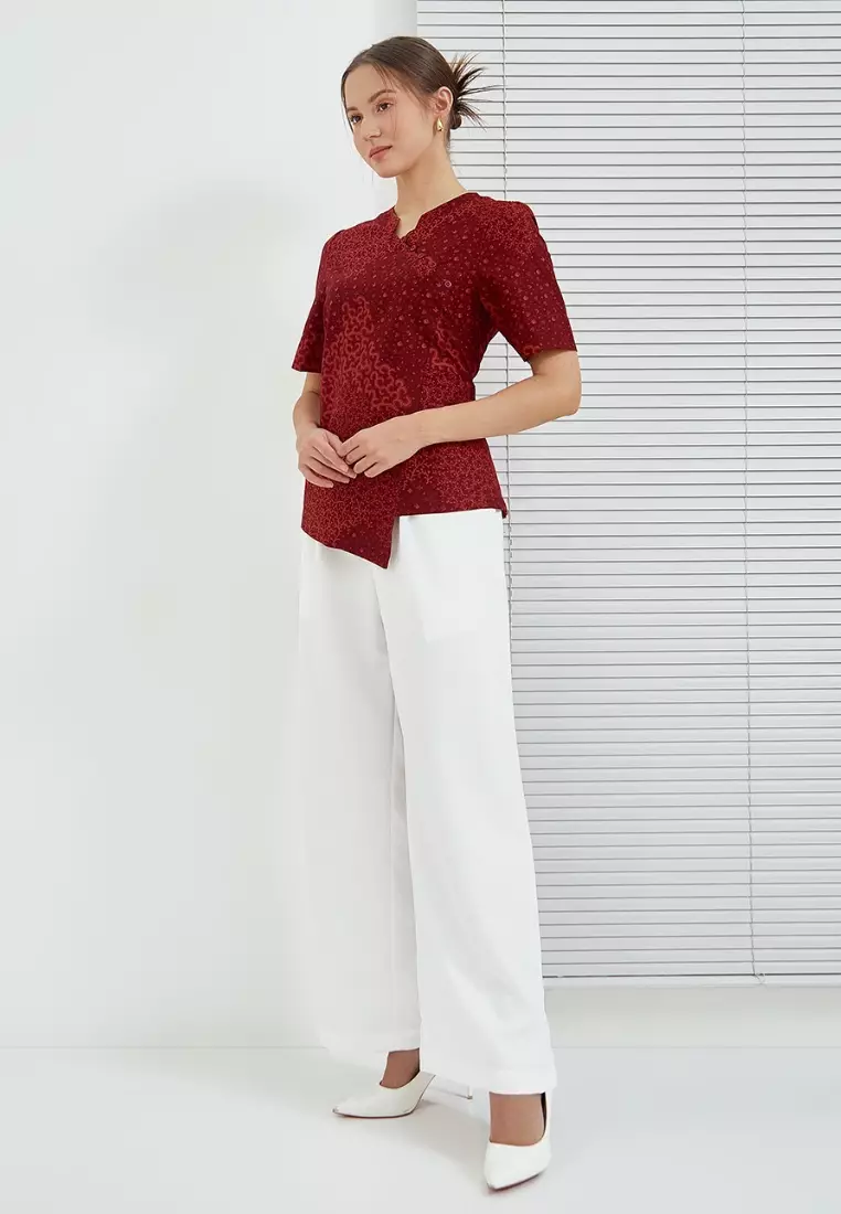 Nayara Blouse Batik Pamela Maroon