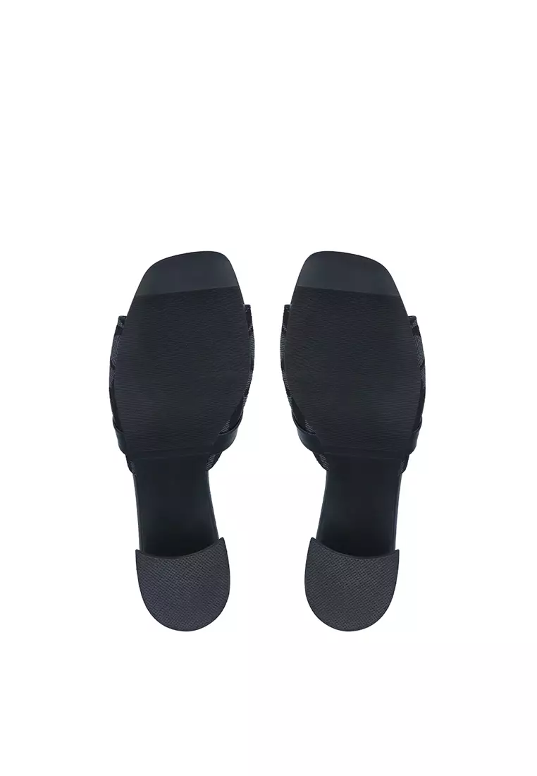 Black CR Vera Emblem Sandals