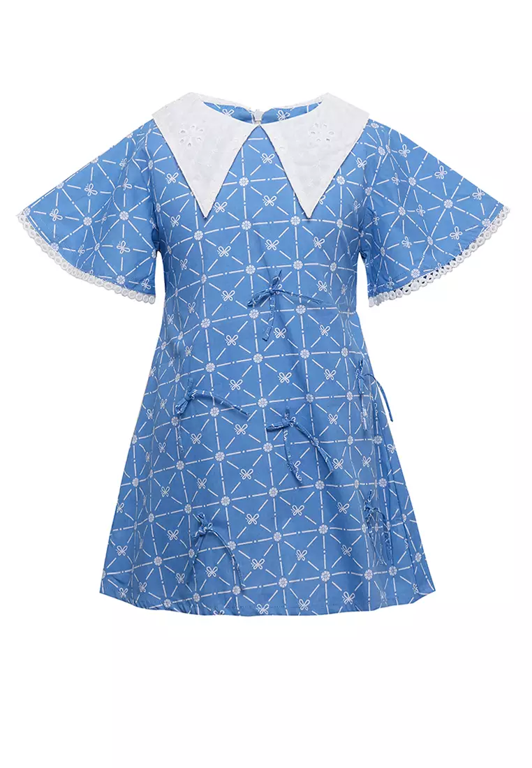 Jual Rianty Kids Baju Anak Perempuan Dress Zinnia Blue Ribbon Mirea ...
