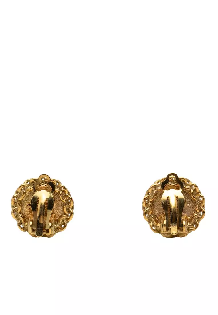 Pre-Loved Chanel Cc Gold Plated Round Clip On Earrings