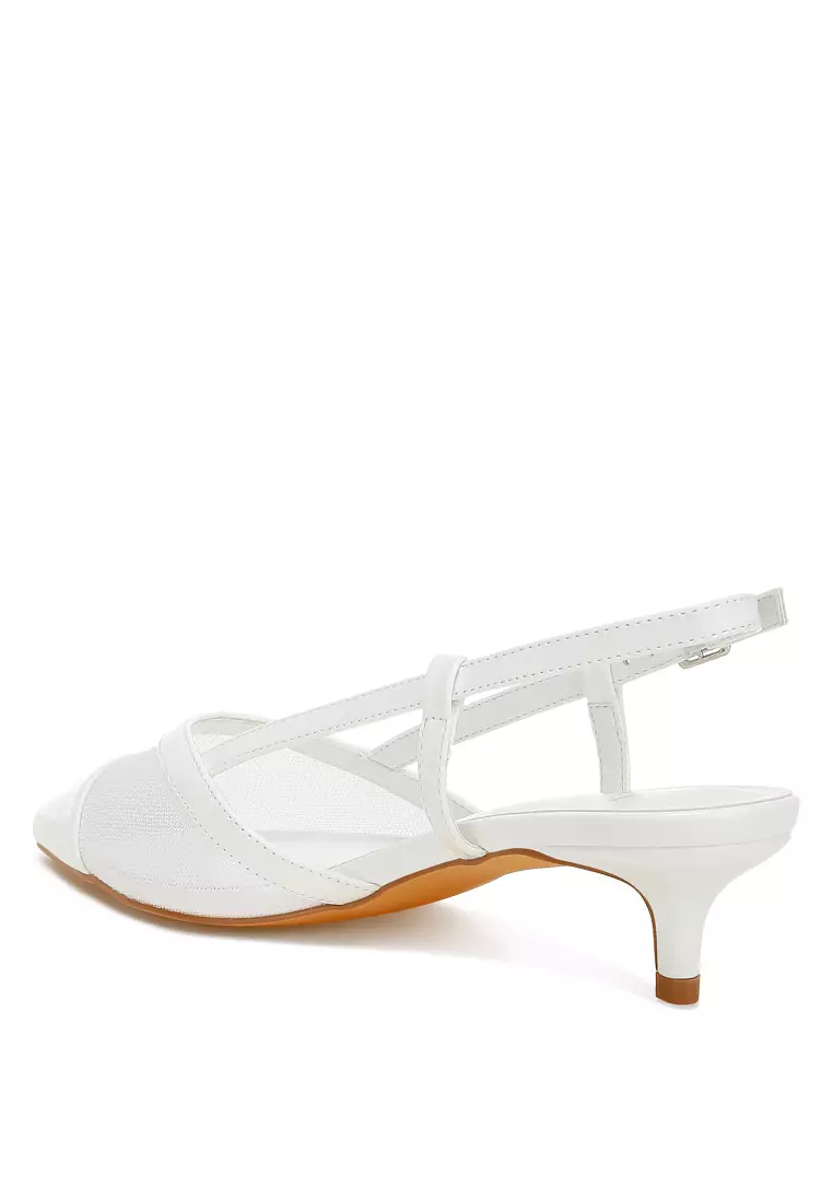 Sandal Slingback Jaring Warna Putih