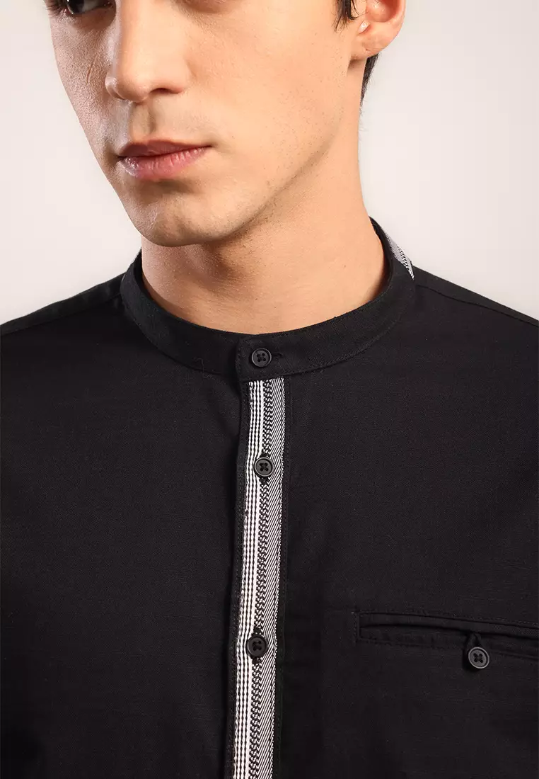MOC - Kemeja Shanghai Lengan Panjang Pria Zaki - Black