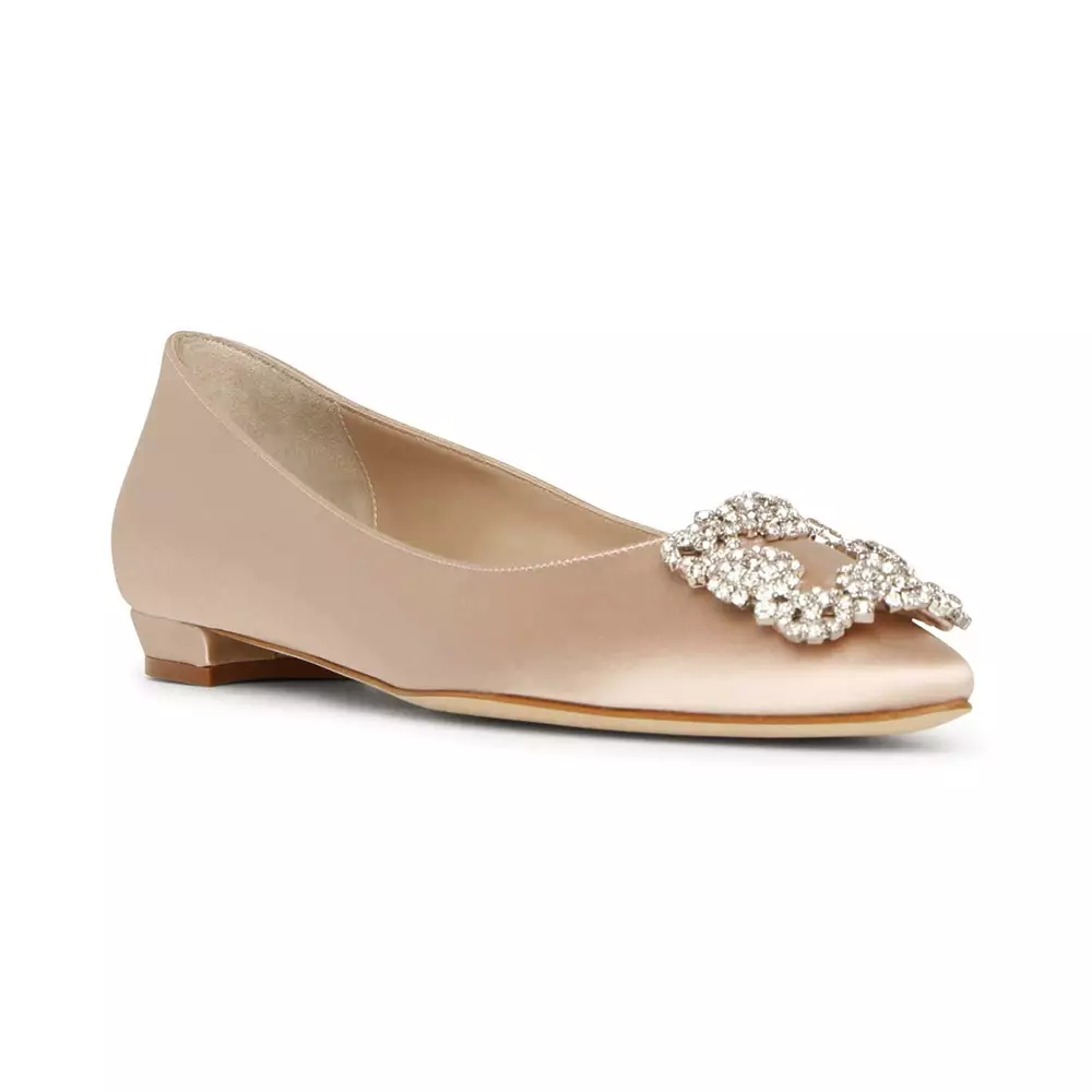 Jual Manolo Blahnik Manolo Blahnik Hangisi Flat Satin CLC Crystal ...