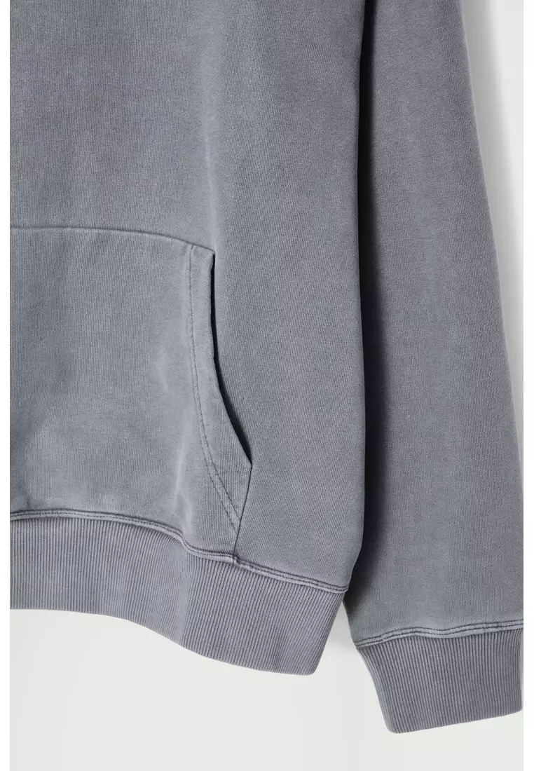 WASHED COTTON-JERSEY HOODIE