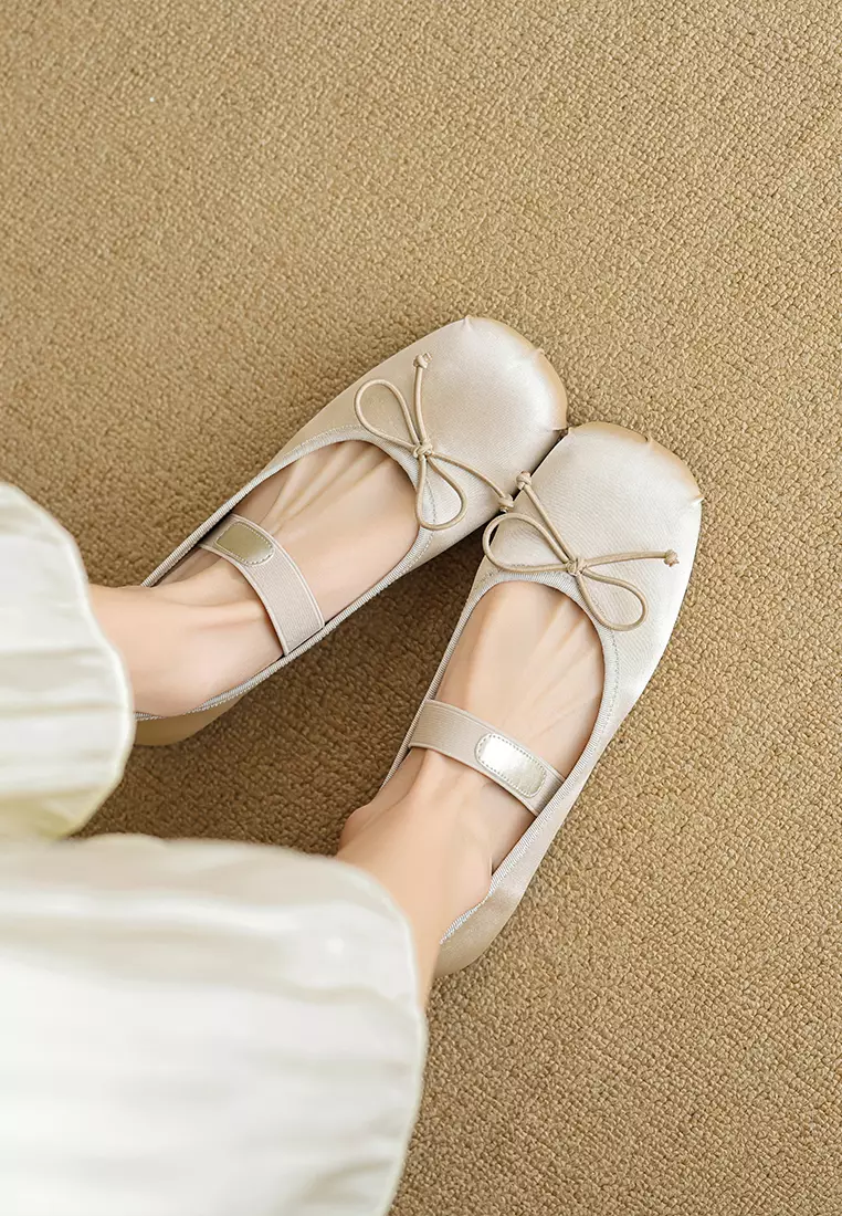 蝴蝶結圓頭搭帶芭蕾平底鞋 WW222-1