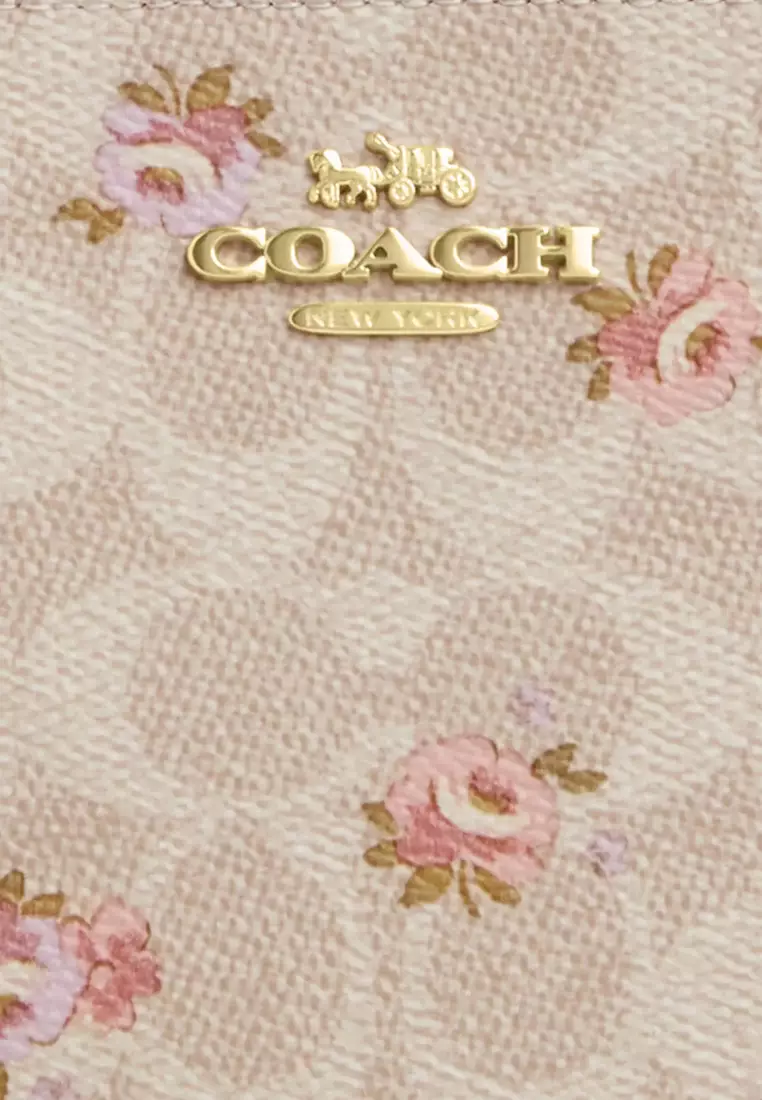 Large Corner Zip Wristlet In Signature Canvas - Sand Multi CBA72