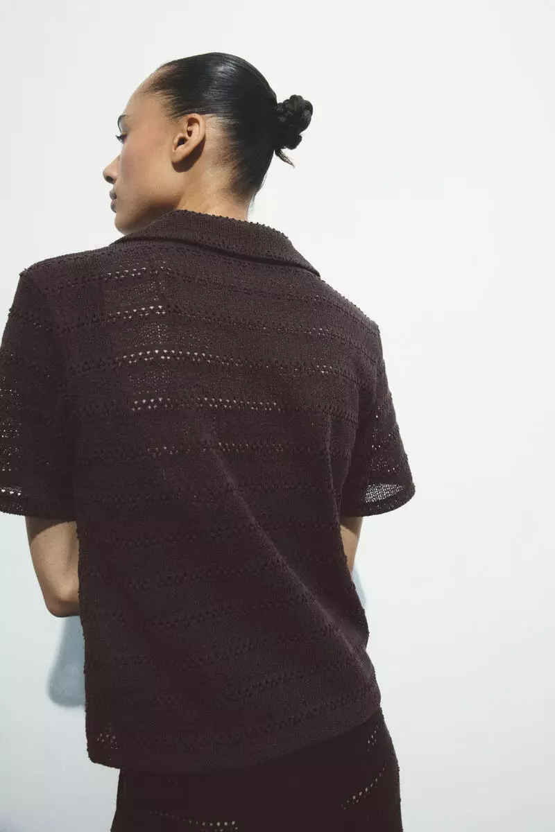 Crochet-look polo shirt