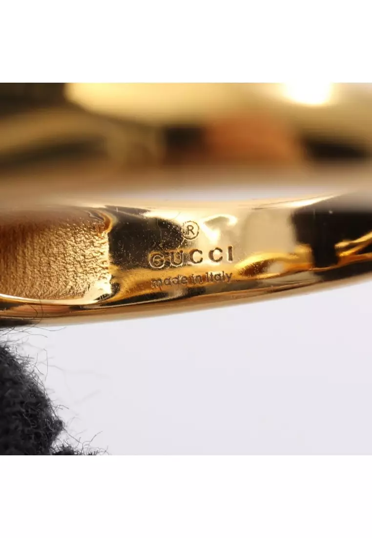 Pre-Loved Gucci logo Rhinestone ring ring GP gold