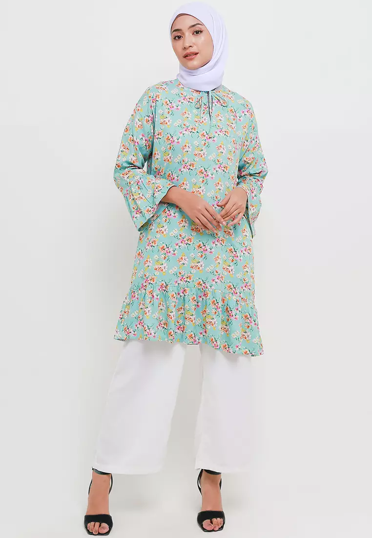 MFMW Suniari Tunik Hijau Motif Bunga