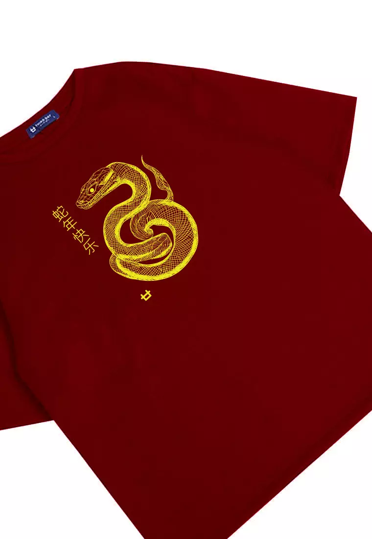 MTT90 Kaos Merah Imlek Oversize Bahan Tebal Scubalux "polymesh snake" merah maroon