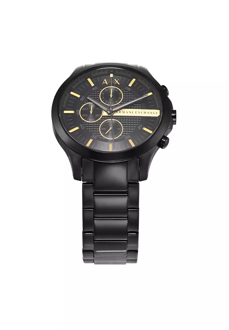 Hampton Black Stainless Steel Watch AX2164