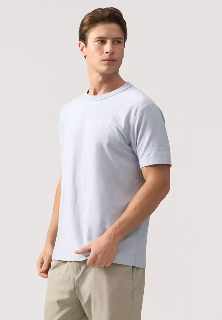 Regular Fit T-Shirt With Neck Binding Finish In Fine Ottoman